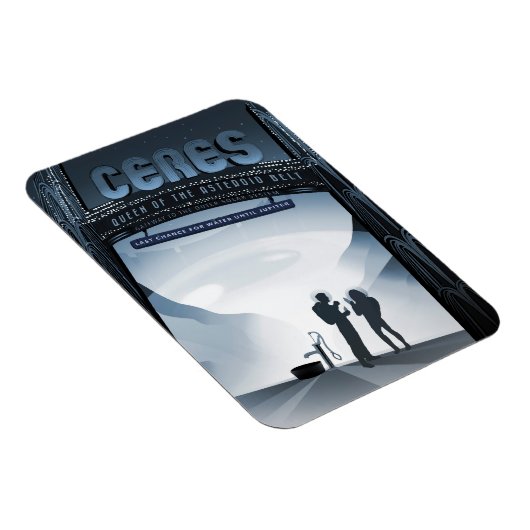Retro Space Travel Poster-Zwerg Planet Ceres. Magnet (Rechte Seite)