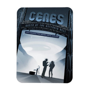 Retro Space Travel Poster-Zwerg Planet Ceres. Magnet
