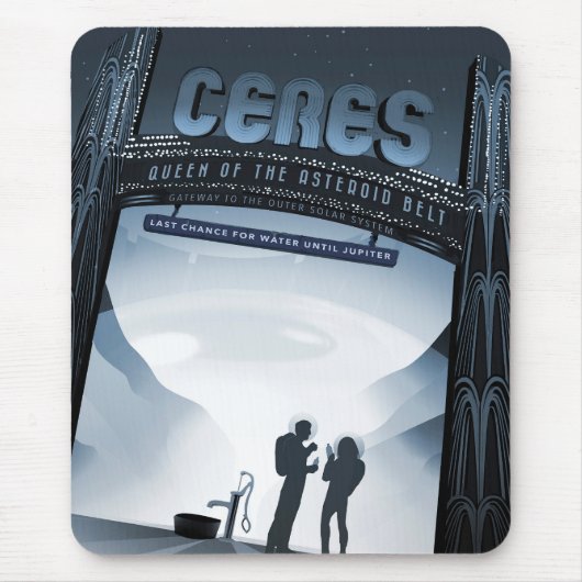 Retro Space Travel Poster-Zwerg Planet Ceres. Mousepad (Vorne)