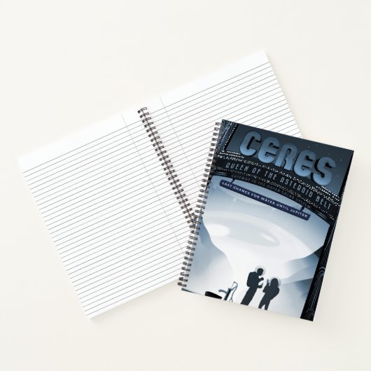 Retro Space Travel Poster-Zwerg Planet Ceres. Notizblock (Innenseite)