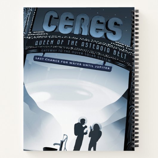 Retro Space Travel Poster-Zwerg Planet Ceres. Notizblock (Rückseite)