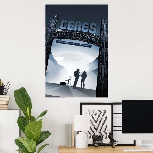 Retro Space Travel Poster-Zwerg Planet Ceres. Poster (Heimbüro)