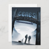 Retro Space Travel Poster-Zwerg Planet Ceres. Postkarte (Vorne/Hinten)