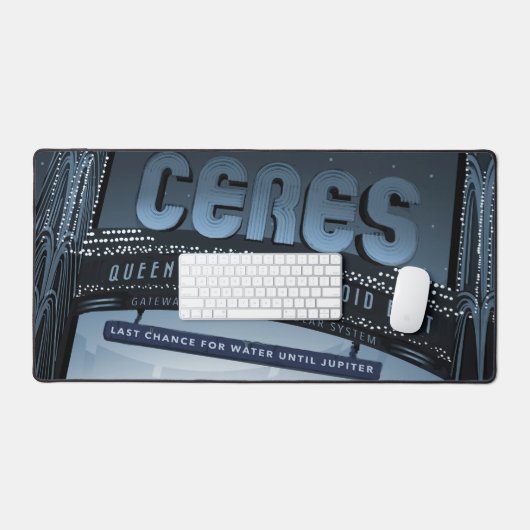 Retro Space Travel Poster-Zwerg Planet Ceres. Schreibtischunterlage (Tastatur & Maus)