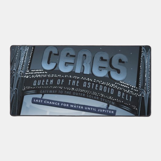 Retro Space Travel Poster-Zwerg Planet Ceres. Schreibtischunterlage (Vorderseite)