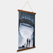 Retro Space Travel Poster-Zwerg Planet Ceres. Wandteppich Mit Holzrahmen (Gewinkelt)