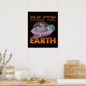 Retro Spaceship Flying Saucer Funny Space Travel V Poster (Küche)