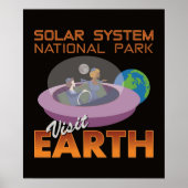 Retro Spaceship Flying Saucer Funny Space Travel V Poster (Vorne)