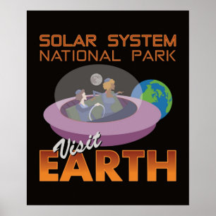 Retro Spaceship Flying Saucer Funny Space Travel V Poster