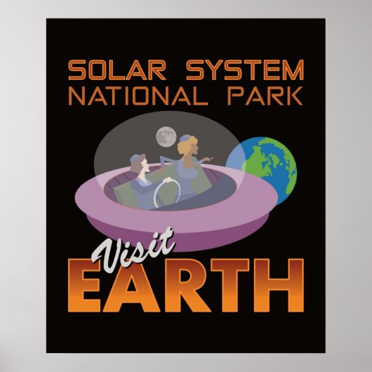 Retro Spaceship Flying Saucer Funny Space Travel V Poster (Vorne)