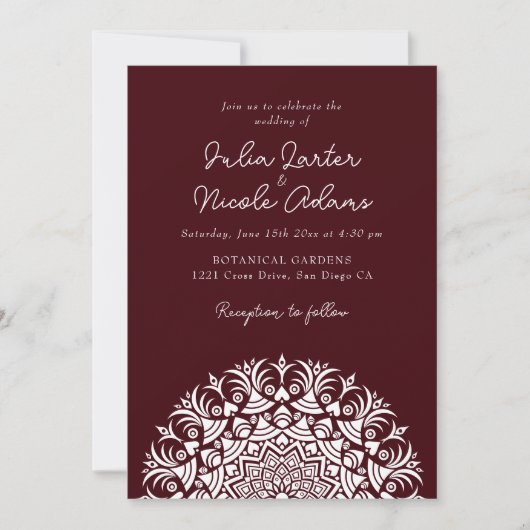 Retro Spanish Abstract Floral Mandala Wedding Einladung (Vorderseite)