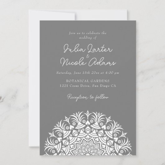 Retro Spanish Abstract Floral Mandala Wedding Einladung (Vorderseite)
