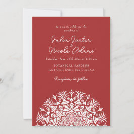 Retro Spanish Abstract Floral Mandala Wedding Einladung