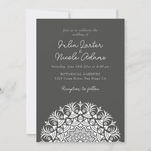 Retro Spanish Abstract Floral Mandala Wedding Einladung (Vorderseite)