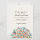 Retro Spanish Abstrakt Floral Mandala Wedding Einladung (Vorderseite)