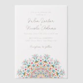 Retro Spanish Abstrakt Floral Mandala Wedding Pergament Einladungen (Vorderseite)