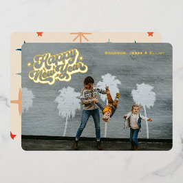 Retro Sparkle Happy New Year One Foto Gold Folien Feiertagskarte