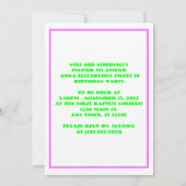 Retro Sparkle Neon Birthday Einladung (Rückseite)