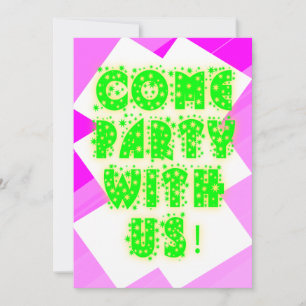 Retro Sparkle Neon Birthday Einladung