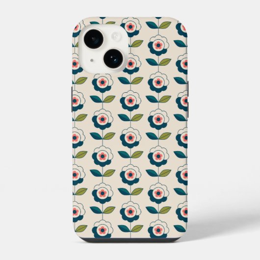 Retro-Spaß-Garten-Blumenmuster iPhone Hülle (Rückseite)