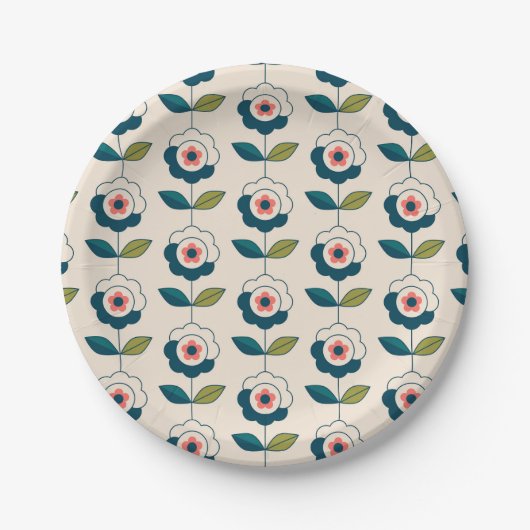 Retro-Spaß-Garten-Blumenmuster Pappteller (Vorderseite)