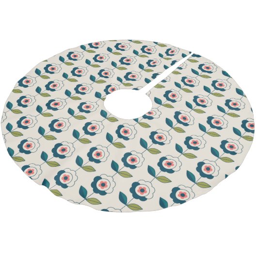 Retro-Spaß-Garten-Blumenmuster Polyester Weihnachtsbaumdecke (Schrägansicht)