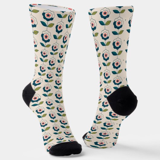 Retro-Spaß-Garten-Blumenmuster Socken (Gewinkelt)