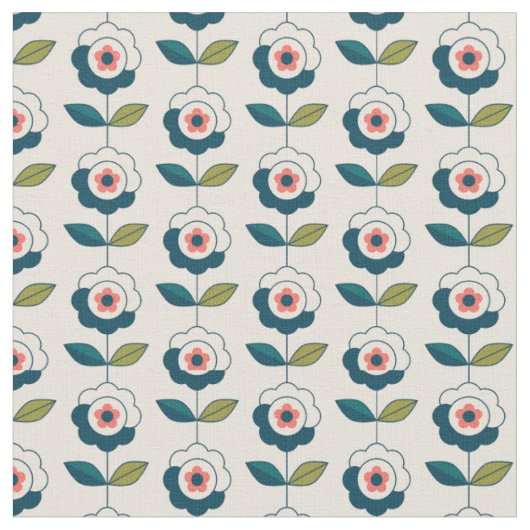 Retro-Spaß-Garten-Blumenmuster Stoff (Nahaufnahme)