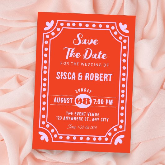 Retro-Spaß-Hochzeit Save The Date