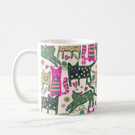 Retro-Spaß-Katze-Design Kaffeetasse (Links)