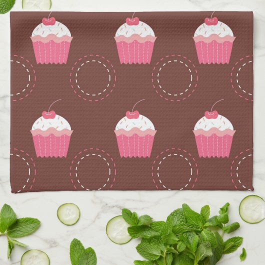 Retro Spaß-Kuchen-Muster Geschirrtuch (Gefaltet)