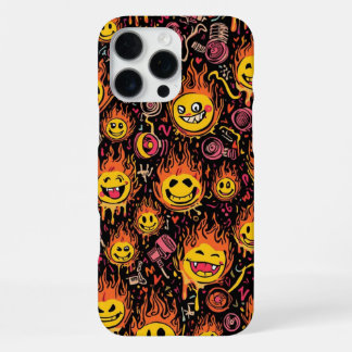 Retro-Spaß-Lächeln-Gesichter-Feuerbälle-80er-Fan iPhone 16 Pro Max Hülle