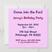 Retro Spaßdreißiger jahre rosa Einladung (Rückseite)