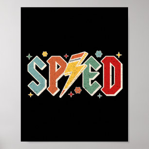 Retro Sped Lehrer Bleistift Blitz Zurück zur Schul Poster