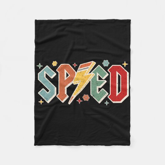 Retro Sped Teacher Pencil Lightning Bolt Back To S Fleecedecke (Vorderseite)