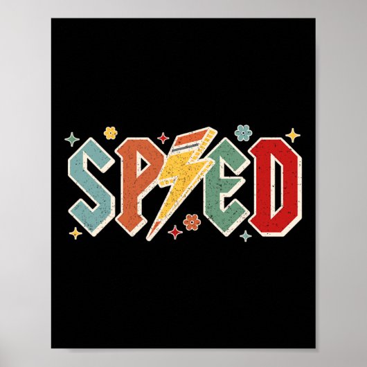 Retro Sped Teacher Pencil Lightning Bolt Back To S Poster (Vorne)