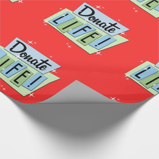 Retro spenden Leben mit rotem Hintergrund Geschenkpapier (Ecke)