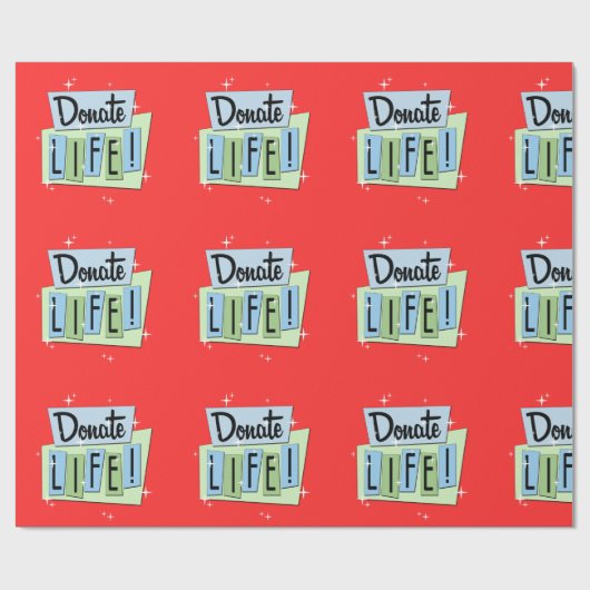Retro spenden Leben mit rotem Hintergrund Geschenkpapier (Flach)