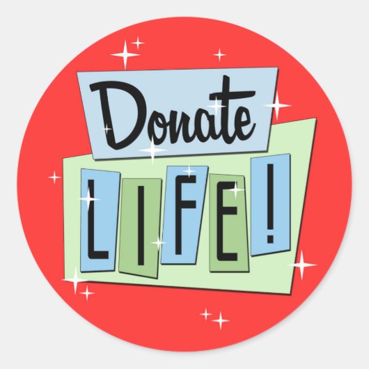 Retro spenden Leben mit rotem Hintergrund Runder Aufkleber (Vorderseite)
