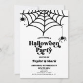 Retro Spider Spiderweb Halloween-Party Einladung (Vorderseite)