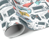 Retro-Spiele Geschenkpapier (Rolleneckpunkt)