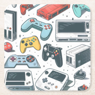 Retro-Spiele Rechteckiger Pappuntersetzer