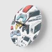 Retro-Spiele Runde Wanduhr (Winkel)