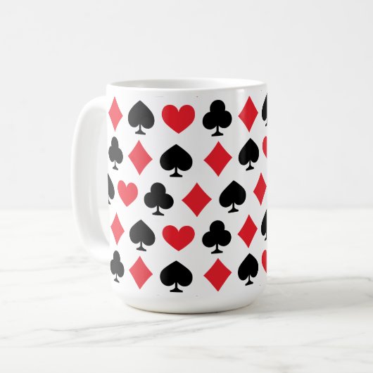 Retro-Spielkartensymbole-Muster Kaffeetasse (Vorderseite Links)
