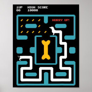 Retro-Spielkonsole Videospiel Hund 80er Arcade Poster