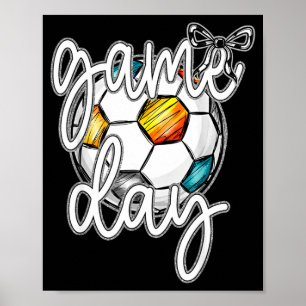Retro-Spieltag-Fußball-Kokette-Schleife-Frauen-Mäd Poster