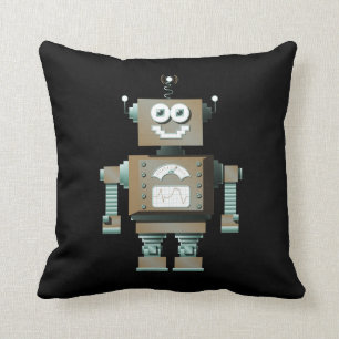 Retro-Spielzeug-Roboter-Kissen (dunkel) Kissen