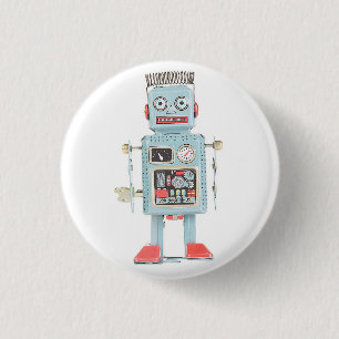 Retro Spielzeug-Roboter-Knopf Button