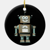 Retro Spielzeug-Roboter-Verzierung (DK) Keramikornament (Hinten)