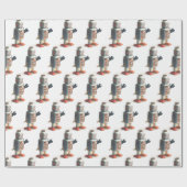 Retro-Spielzeugroboter Geschenkpapier (Flach)